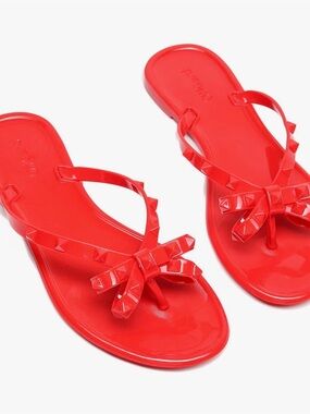 Women’s Red Bow Stud Jelly Sandals